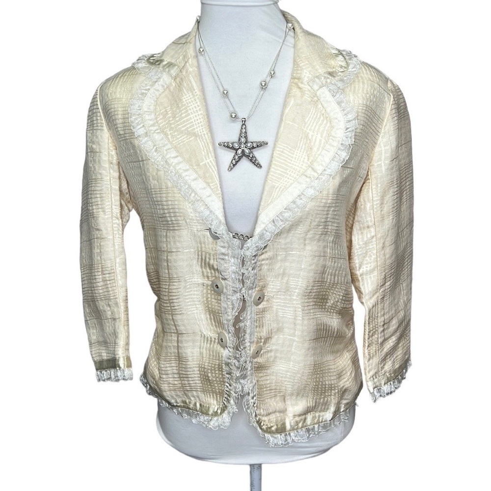 Spiegel Textured Lace Trim Blazer